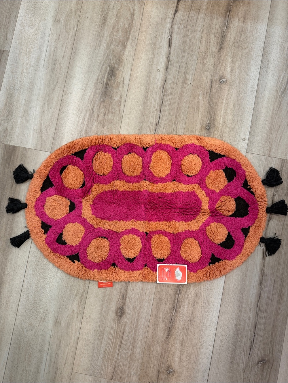 Jungalow Boho Pink & Orange Tassel Bath Mat